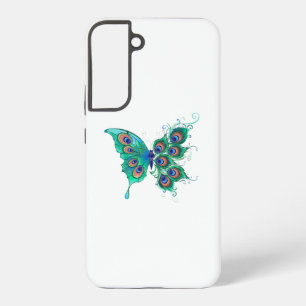 Butterfly with Green Peacock Feathers Samsung Galaxy Case