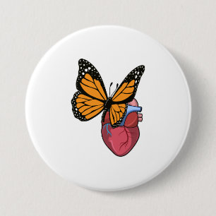 Butterfly with Heart 7.5 Cm Round Badge