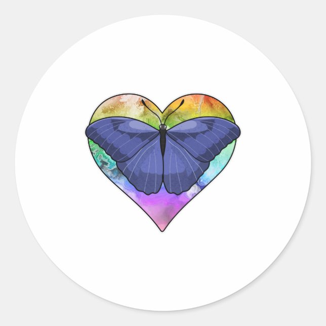 Butterfly with Heart Classic Round Sticker (Front)