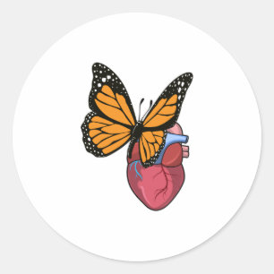 Butterfly with Heart Classic Round Sticker