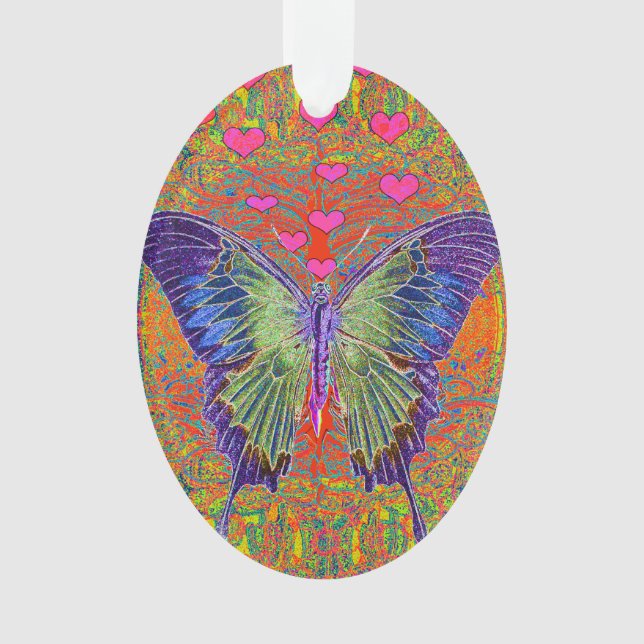 Butterfly with heart shaped patterns ornament (Front)