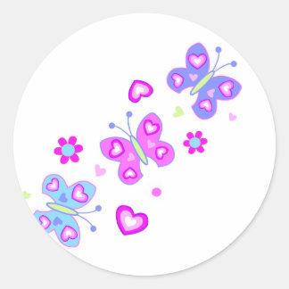 butterfly with hearts classic round sticker
