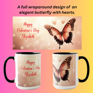 Butterfly with hearts for valentine's day mug