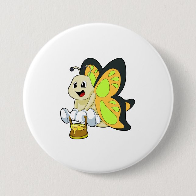 Butterfly with Honey 7.5 Cm Round Badge (Front)