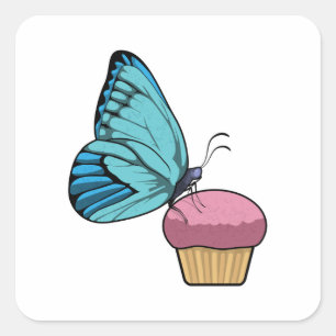 Butterfly with Muffin Square Sticker