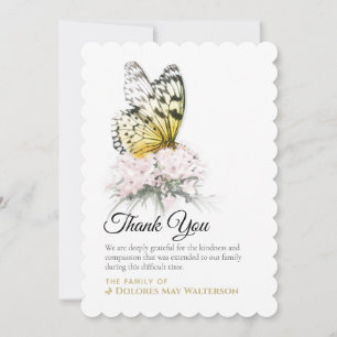 Butterfly with Pink Flower Sympathy Thank You Card