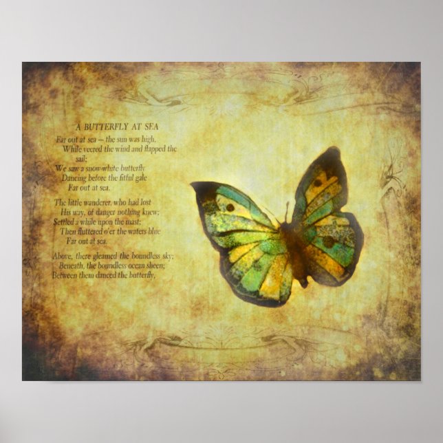 Butterfly With Poem Canvas Print (Front)