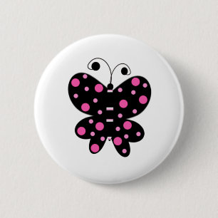 Butterfly With Polka Dots 6 Cm Round Badge