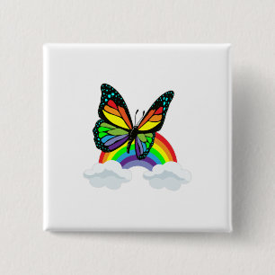 Butterfly with Rainbow 15 Cm Square Badge