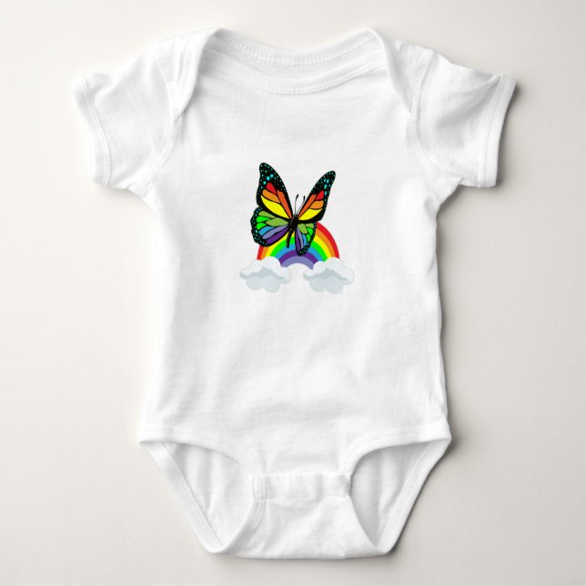 Butterfly with Rainbow Baby Bodysuit (Front)