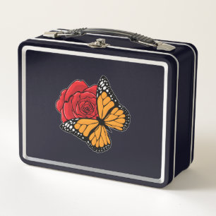 Butterfly with Rose Metal Lunch Box