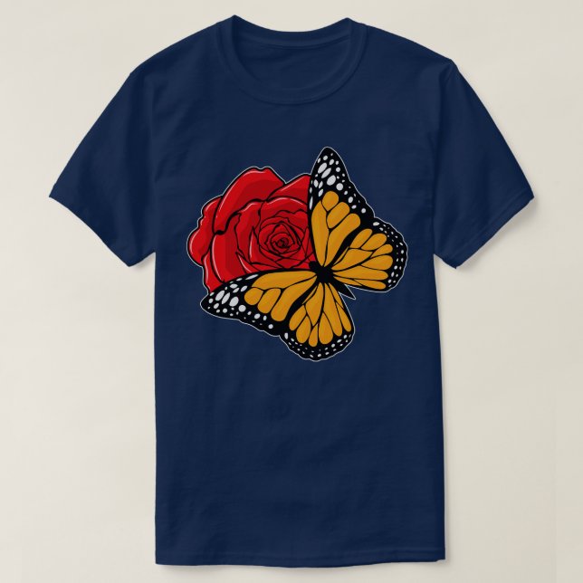 Butterfly with Rose T-Shirt (Design Front)