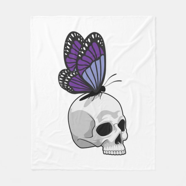 Butterfly with Skull Fleece Blanket (Front)