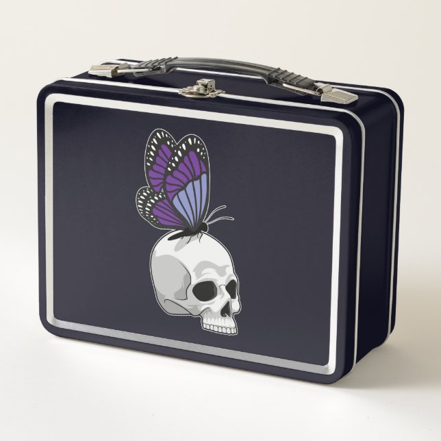 Butterfly with Skull Metal Lunch Box (Front)