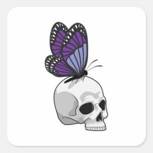 Butterfly with Skull Square Sticker