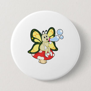 Butterfly with Soap bubbles 7.5 Cm Round Badge