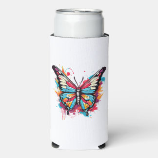 Butterfly with Splash Design-69125 Seltzer Can Cooler