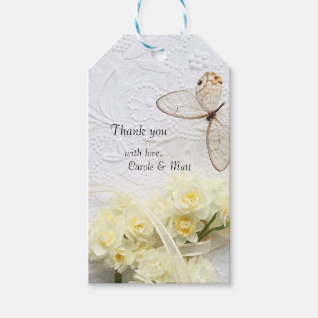 Butterfly with spring flowers gift tags (Front)