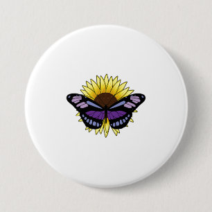 Butterfly with Sunflower 7.5 Cm Round Badge