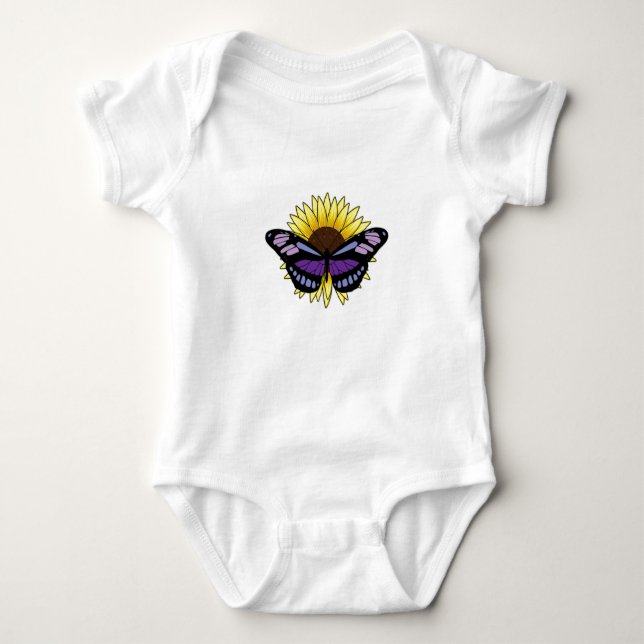 Butterfly with Sunflower Baby Bodysuit (Front)