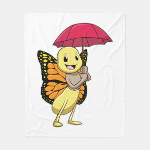 Butterfly with Umbrella Fleece Blanket