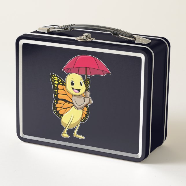Butterfly with Umbrella Metal Lunch Box (Front)