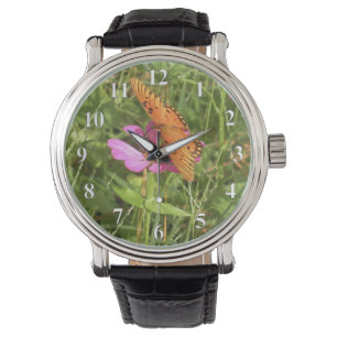 Butterfly With Zinnia Watch