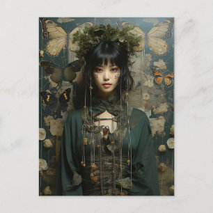 Butterfly woman postcard