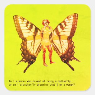Butterfly woman square sticker