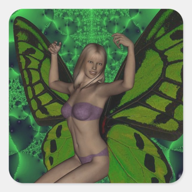 Butterfly woman square sticker (Front)
