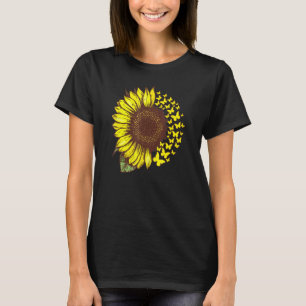 Butterfly Women Summer Vintage Retro Sunflower Sun T-Shirt