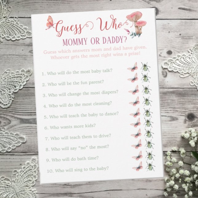 Butterfly Woodland Baby Shower Guess Who Game Invitation (Creator Uploaded)