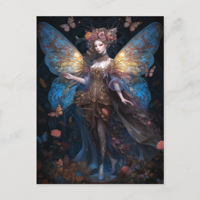 Butterfly Woodland Fairy Fantasy Art Postcard (Front)