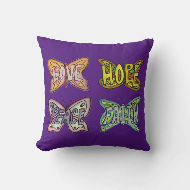 Butterfly Word Art Decorative Accent Throw Pillow (Front)
