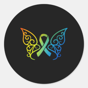 Butterfly World Cancer Day 1 Classic Round Sticker