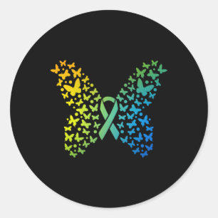 Butterfly World Cancer Day Classic Round Sticker