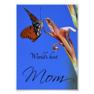 Butterfly "World's Best Mum" Photo Print
