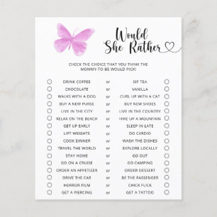 Butterfly / Would She Rather Baby Shower Game