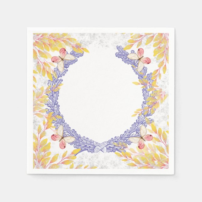 Butterfly Wreath Paper Napkins (Front)