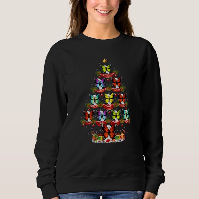 Butterfly  Xmas Holiday Santa Butterfly Christmas  Sweatshirt (Front)