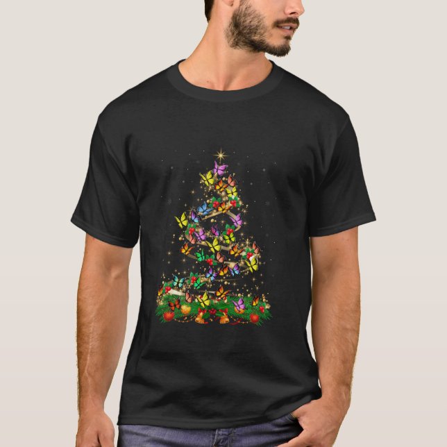 Butterfly Xmas Tree Lights Funny Butterflies Chris T-Shirt (Front)