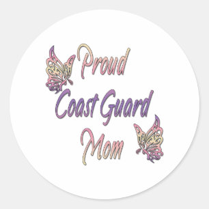 butterflyproudmomcoastguard classic round sticker