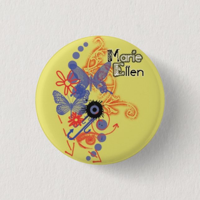 butterflys 3 cm round badge (Front)