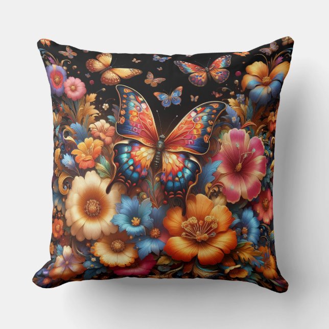 Butterflys and flowers pattern cushion (Front)
