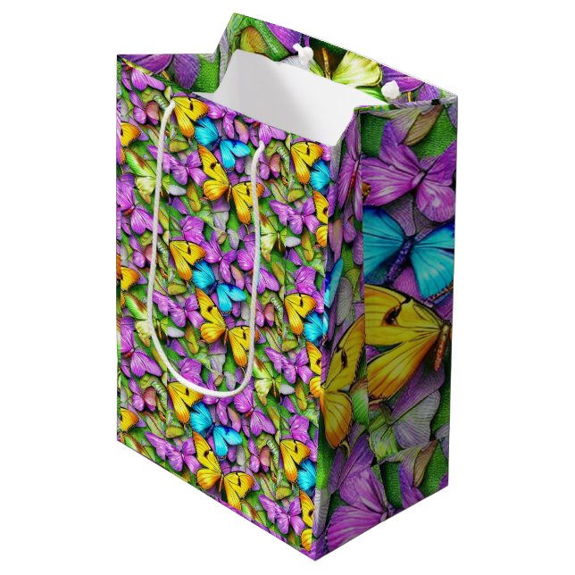 Butterfly's Colorful Medium Gift Bag (Front Angled)