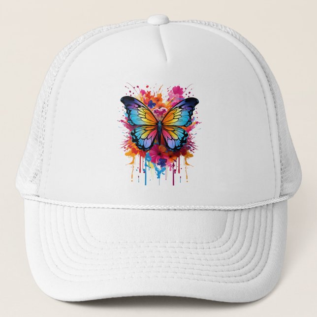 Butterfly's Colourful Splash Trucker Hat (Front)