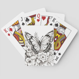 Butterfy Peaceful Nature Prairie Sketch Drawing Playing Cards