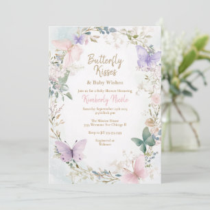 Butterly baby Pink butterflies baby shower Invitation
