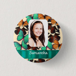 Butterly collage photo template 3 cm round badge