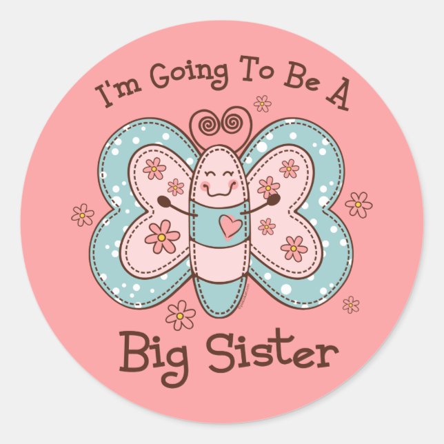 Butterly Future Big Sis Classic Round Sticker (Front)